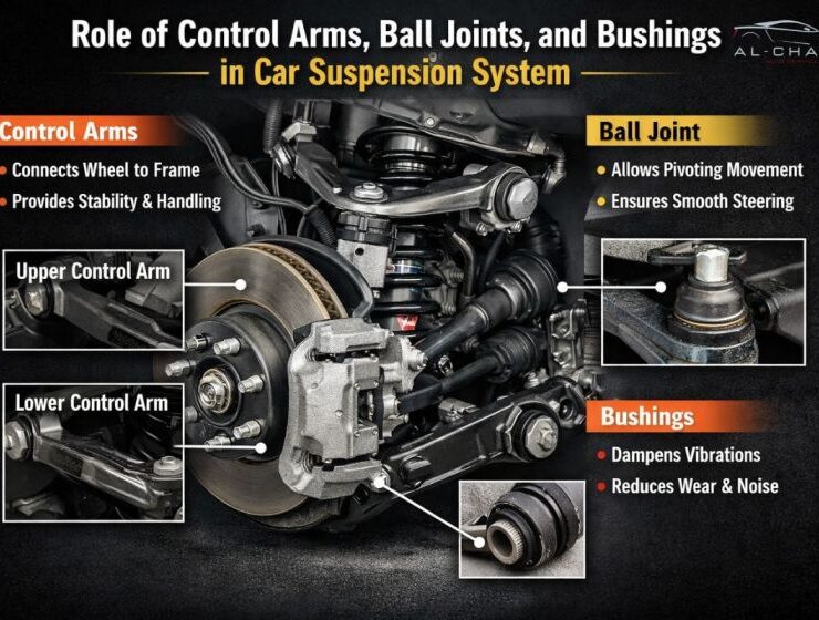 Role of Control Arms, Ball Joints, and Bushings in Suspension